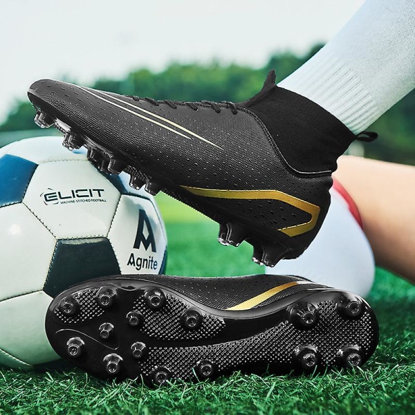 Herrfotbollsskor halkfria fotbollsskor dobbar gräs fotbollsskor sneakers 238 Black EU 44