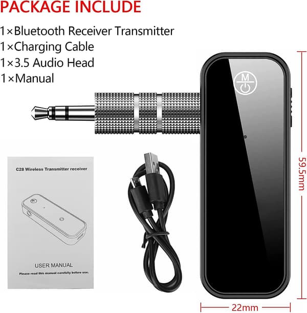 Bil Bluetooth 5.0 Mottaker, Bil Bluetooth Jack Auxiliary 3.5mm Jack Trådløs Bærbar Lydadapter Bil