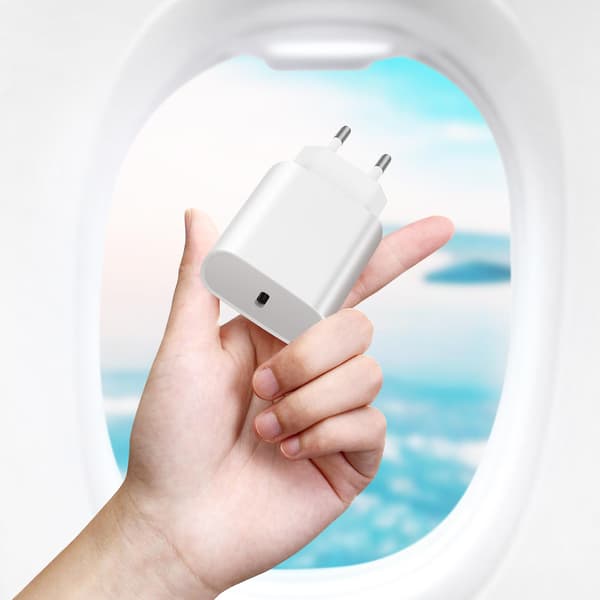 Lader USB-C Power Delivery 20W Rask og Sikker Lading hvit