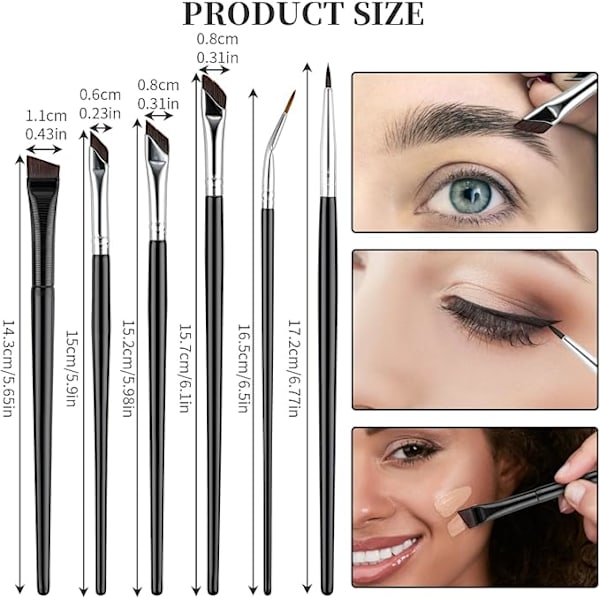 6st Angle Eye Eye Review Brush Set Ultratunn Precision Brush Set för ögonbryn Vinkelborstar Set Makeup Tools