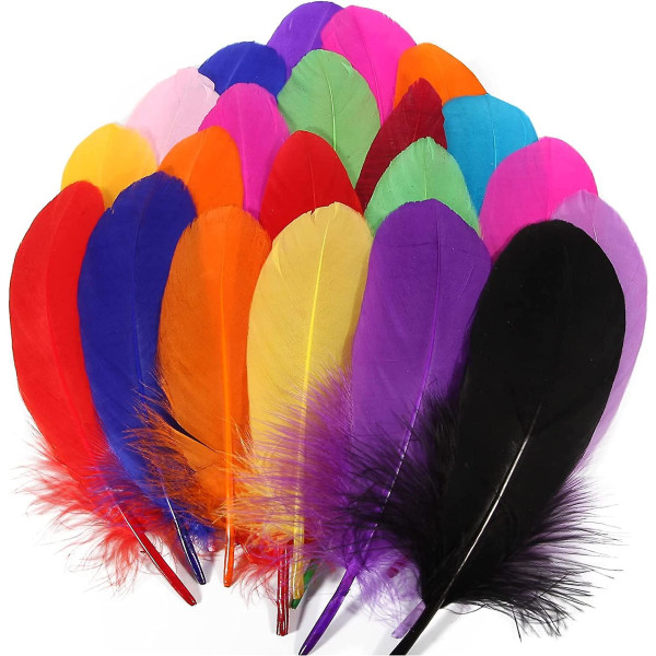 120 stk. Blandet Farge Gåsefjær Naturlig Bulk 15-20 cm (6-8 tommer) For Håndverk DIY Cosplay Bryllupsfest Halloween Dekor Gåse Nagoire Fjær