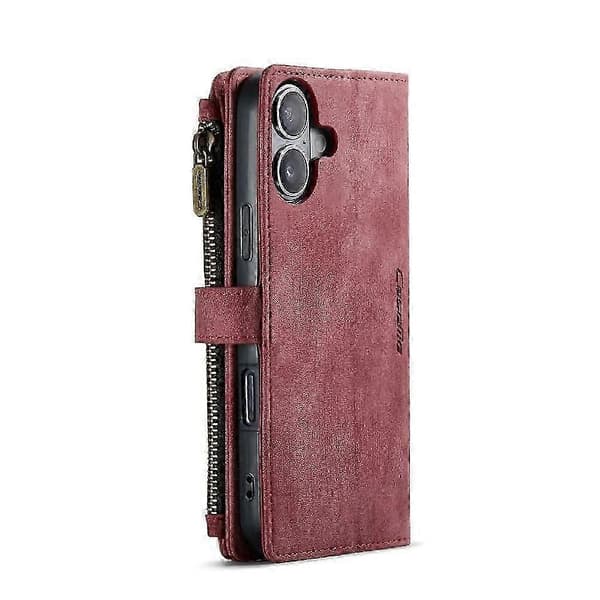 Flip Cover til iPhone 16 Plus med kortholder og rum til kørekort Red