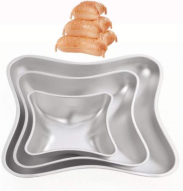 Aluminium Pudeformet Kageform Sæt, 3 Dele
