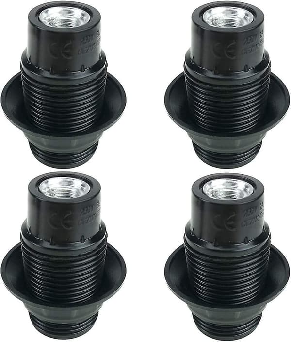 Svart E14-skruv, 4 st E14-uttag, e14-uttag glödlampa, solid glödlampsuttag, svart adapteruttag