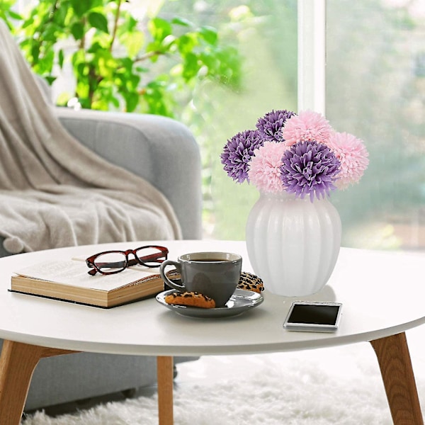 10 stk. Silkekrysantemum Kuglebuketter Hortensia Til Bryllup Brudepige Livagtige Kunstige Blomster Boligindretning DIY Fest Purple