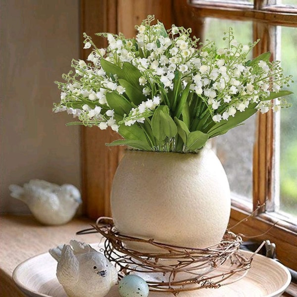 3st konstgjorda blommor inomhus utomhus konstgjord buske med vita blommor och gröna blad för bröllop Deco bord hem trädgård blomsterarrangemang Vas