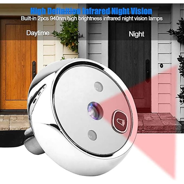 Digital dörröga, 3 tum Tft Lcd-skärm Hd Smart Peephole Visuell dörrklocka med 1mp Ir Night Vision-kamera, enkel att använda, för hemsäkerhet