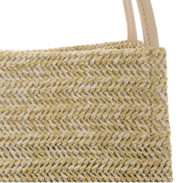 Damväska i enfärgad axelväska Casual vävd strandväska för pendling och semester Light Beige