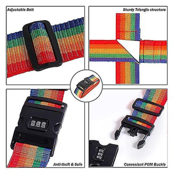 Ristikkäiset matkalaukkuhihnat lukolla, säädettävät matkalaukkuvyöt Colorful