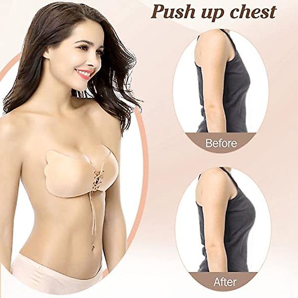 Liimautuvat rintaliivit, selästä avoin olkaimeton push-up-liivi, 2 paria C