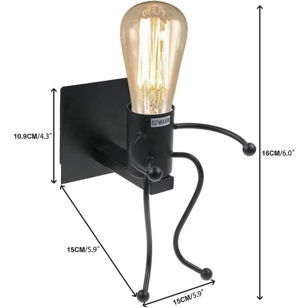 Industriel Lampe Retro Lampe Kreativ E27 Jern Art Deco Til Stue Soveværelse Væglampe
