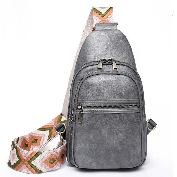 Crossbody väskor för kvinnor, trendig läderväska flera fickor midjeväska PU crossbody väskor bältesväska crossbody grå