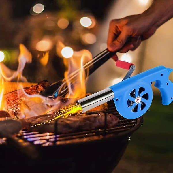 Manuel Barbecue Blæser med Håndsving, Bærbar Håndholdt BBQ Ventilator Luftblæser