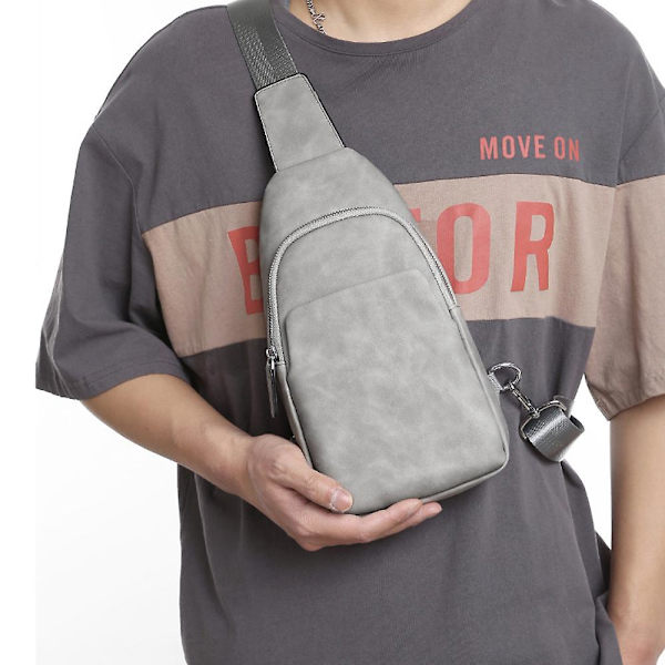 Herr Slung Bröstväska - Mode Casual Axel Bröstväska - PU Läder Herrväska grey
