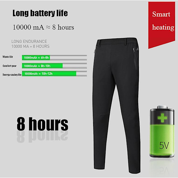 Elektriska uppvärmda byxor för män och kvinnor utomhus vinteruppvärmda byxor Man 2XL