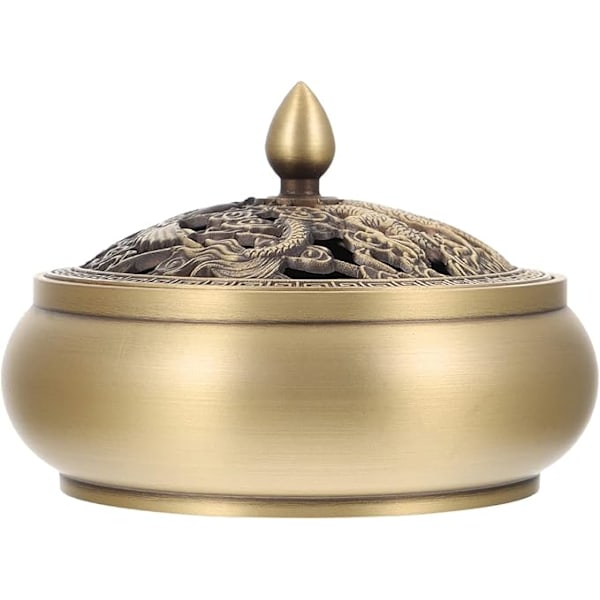 Røgelsesskål i messing med låg retro røgelsesbrænder røgelsesbrænder kobberkar røgelsesbeholder til hjem tehus ornament