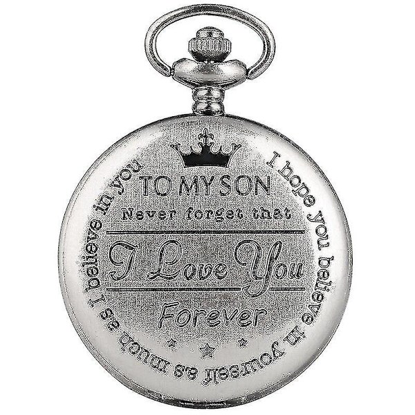 Vintage Kvartsikellokaulakoru pojalleni, jossa teksti \"I Love You\", taskukello, lahjakello