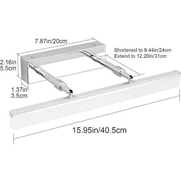 LED Spejllys 40cm, Badeværelses Væglampe 585lm 9w 6000k, Ip44 LED Justerbar [Energiklasse F]