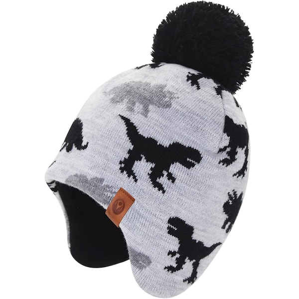 Barnmössa med pompom för pojkar och flickor, mysig foder vintermössa