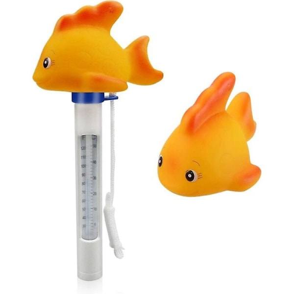Flytande pooltermometer, vattentermometer med snodd och frukost Hot Spring Aquarium Jacuzzi Fiskdamm (liten gul croaker)