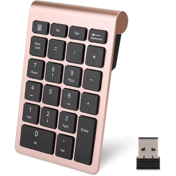 Bærbar Numerisk Tastatur Trådløs 2.4g Nummertastatur Med USB-mottaker, 22 Tasters Mini Numerisk Tastatur For Laptop Flerfarget Valgfritt rose gold