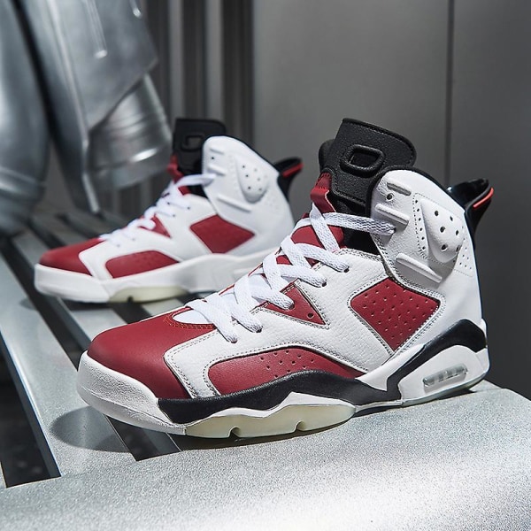 Herr Basketbollskor Lätta Andningsbara Promenadskor Athletic Fashion Sneakers 3Daj6 WhiteRed EU 41