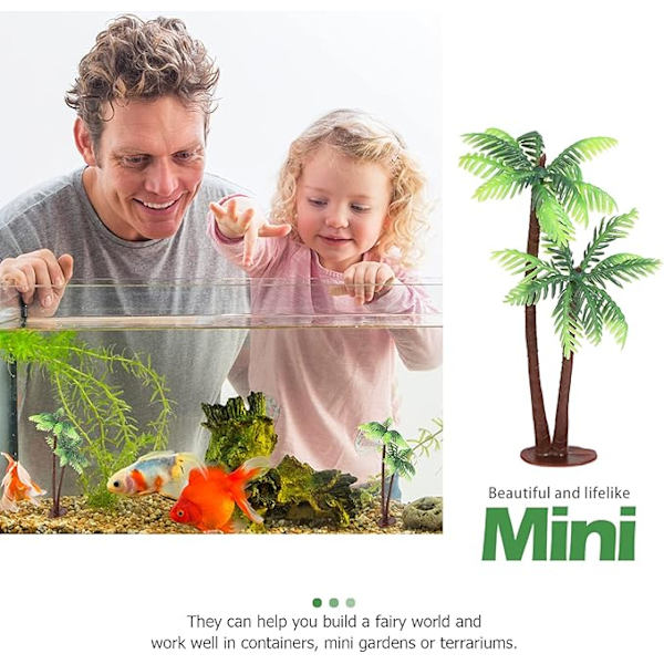 pieniä rannikkopuita muovipalmu puu miniatyyri kasvi muovi kookospähkinä kakku koristelu topper T? Bonsai käsityö mikro maisema tee-se-itse 5 kpl mini trooppinen