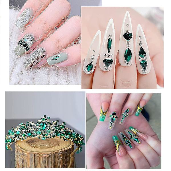 Nagelkonst Strass Rund Pärlor Flatback Kristaller Pärlor 8620 st Multi Former Glas Kristall Strass För Nagelkonst Makeup Ansiktsdekorationshantverk Tillbehör (g