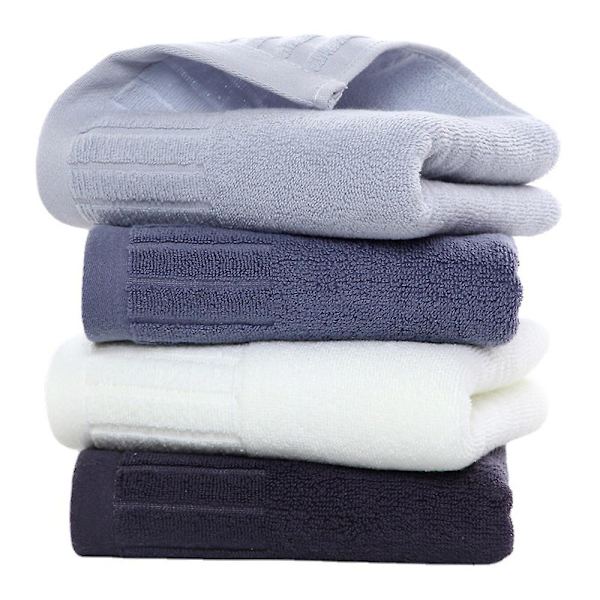 Bomulls handdukar set (34*74cm) Dekorativa lyx handdukar.    (set om 4, Blå) Light gray