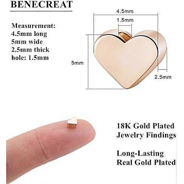 20 st 18K Guldpläterade Distanspärlor Metallpärlor för DIY Smyckestillverkning och Annat Hantverk - 4.5x5x2.5mm Hjärta Form