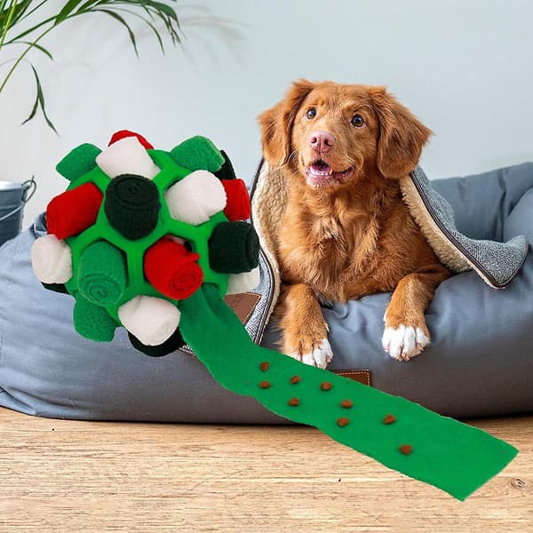 Snusebold til kæledyr, foderinstinkt, snusemåtte til kæledyr, hundepuslespil, langsom foderbold, godbidsdispenser til hunde, interaktivt berigelseslegetøj til små og mellemstore hunde