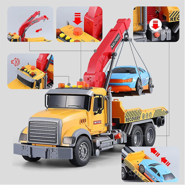 Kid Toy Wrecker Truck Stor Toy Truck 1:16 Transportfordon med ljus och