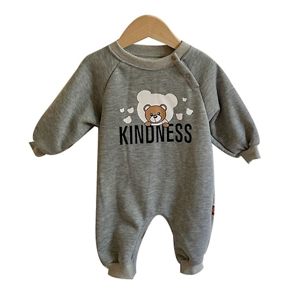 Juledragt Nyfødt Baby Dreng Pige Jule Romper Langærmet Hættetrøje Bodysuit Grey 1 73cm