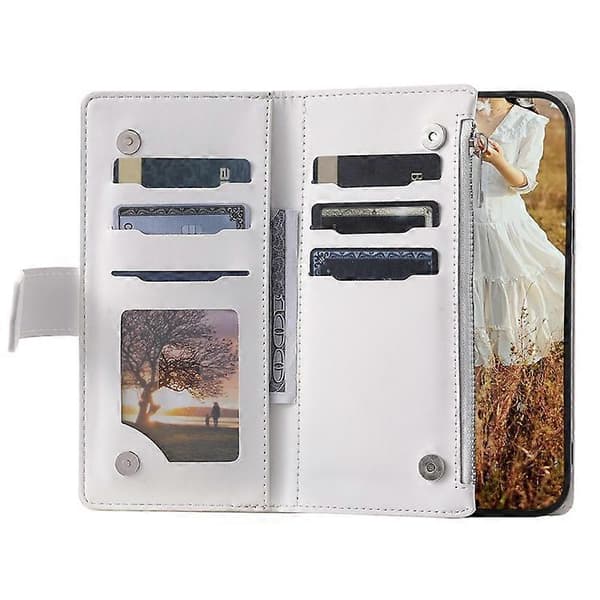 Kompatibelt Fodral för iPhone 16e, Rombmönstrat Plånboksfodral i Läder med Rem White