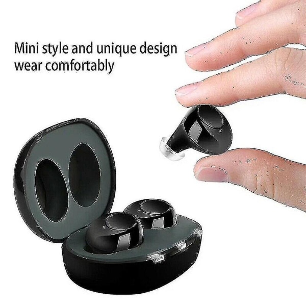 Nya 2023 mini-hörapparater USB uppladdningsbara apparater i örat Osynlig hörapparatassistent Justerbar tonljudförstärkare för döva Limit Black