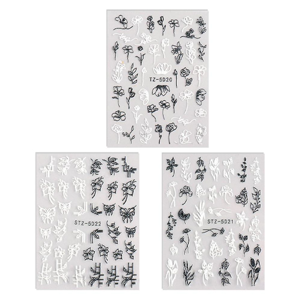 5d nagelkonst klistermärken präglade nagel dekaler nagelkonst tillbehör självhäftande diy manikyr nagelkonst dekorationer för kvinnor Style 1