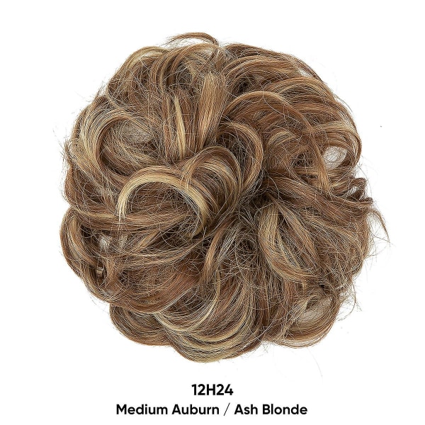 Hårstycke med resårband, stort bulle-hårstycke Blont lockigt hår Scrunchie med hår Uppsatt hårförlängning Smutsiga bulle-hårstycken för kvinnor flickor blonde5