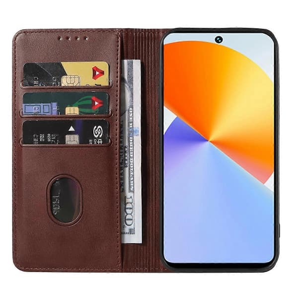 Læder Telefoncover med Magnetlukning Brown For Infinix Note 30 Pro