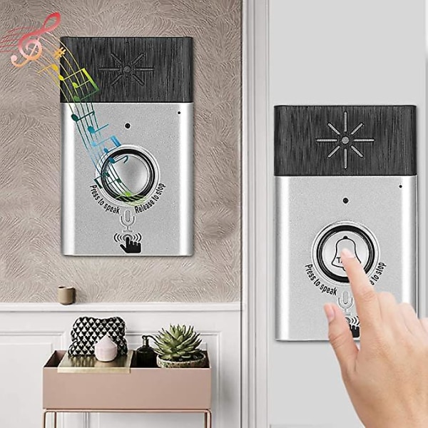 Smart trådlös röst dörrklocka, tvåvägs röst intercom för hem och kontor långdistans högt och tydligt röst hemmasäkerhet enkel installation, vit