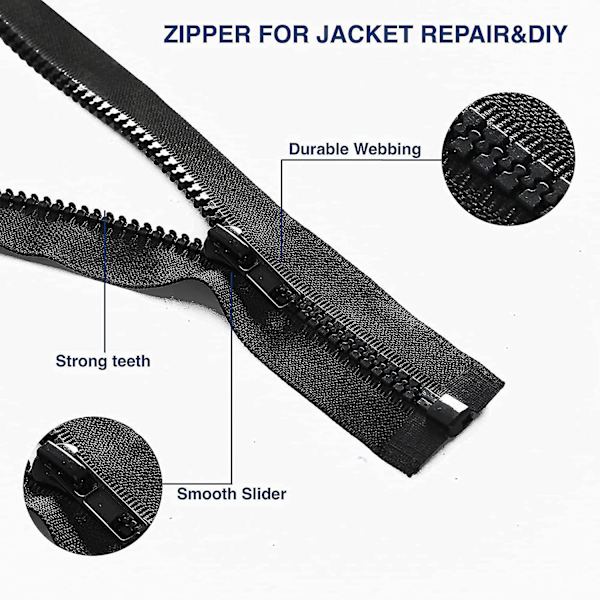 2 st #5 6 tum separerande jacka blixtlås för sömnad rockar jacka blixtlås svart gjuten plast blixtlås bulk skräddare diy sömnad verktyg för plagg/väskor/hem