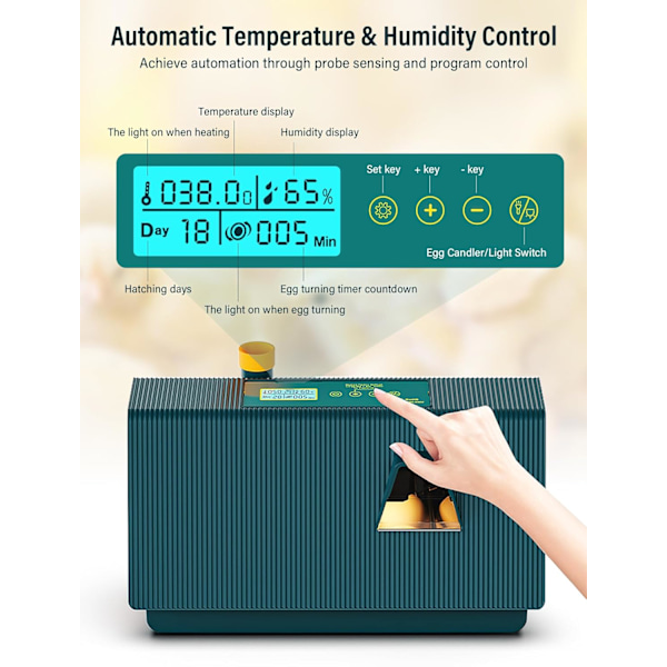 10-ägg inkubator helt automatisk, inkubatormaskin helt automatisk, kycklinginkubator med automatiskt rotationssystem och temperatur