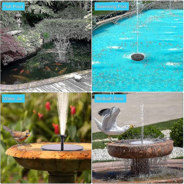 Solcellefontæne med 1,5W solpanel, solcellevandpumpe, havedam eller pool solcellevandpumpe