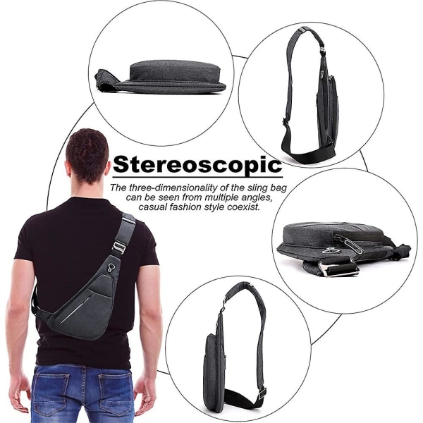 Olkalaukku miehille rento Sling Pack naisille Mini Crossbody rintalaukut black