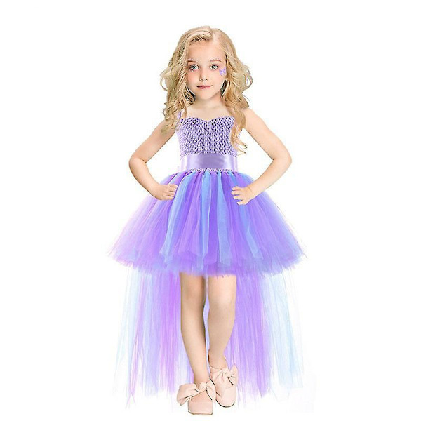 Flickor Tutu Klänning, Småbarn Handgjorda Tulle Festklänningar För Födelsedagsoutfit Purple 10T
