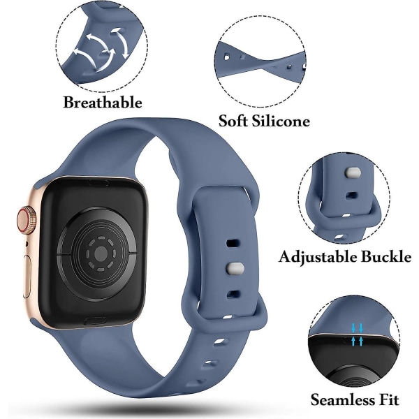 Kompatibel med Apple Watch -rem 38mm 40mm 41mm, ersättningssilikonremmar för Iwatch Series 8 7 6 5 4 3 2 1 Se Ultra, 38mm/40mm/41mm-s/m, Blue Gra