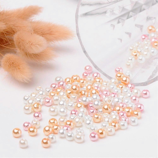 1 påse Nästan Rosa Mix Pärlemor Glaspärlor Blandade Färger 6mm Hål: 1mm