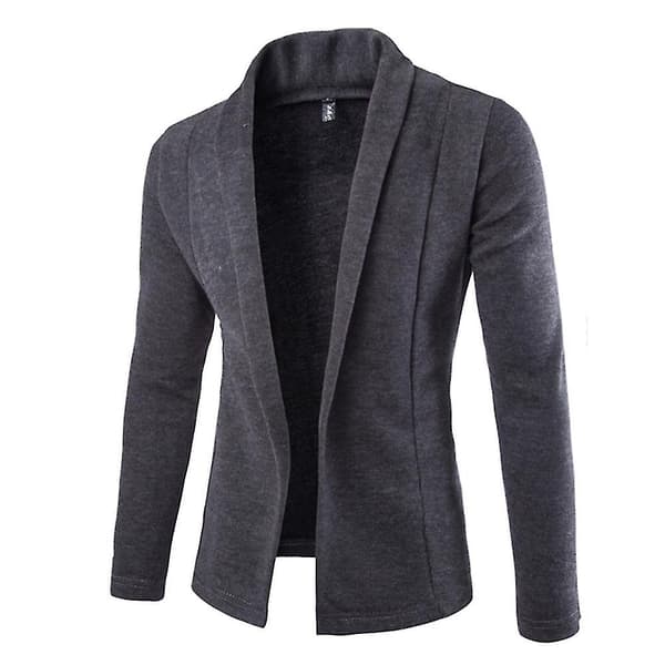 Herr Solid Blazer Cardigan Långärmad Casual Slim Fit Tröja Jacka Stickad Rock L B