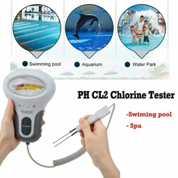 2-i-1 klor- och pH-mätare Simbassängtestare, Cl2-nivåmätare Test Spa Vattenkvalitetsanalys Monitoring Monitor Analysator, Handhållen Bärbar