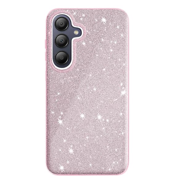 Glitterdeksel til Galaxy A15, tynt silikondeksel, rosa