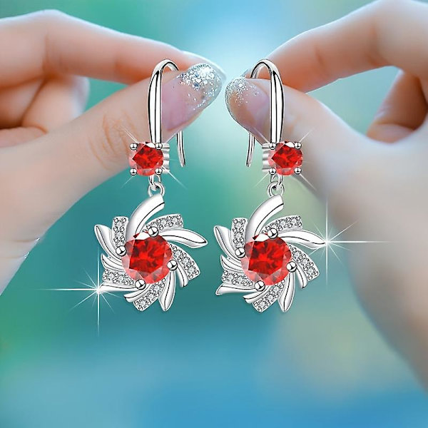 Eleganta vattendroppe zirkon blå snöflinga örhängen 18k guldpläterade blommiga örhängen red